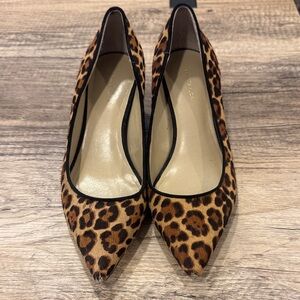 Ann Taylor Mila Leopard Print Calf Hair Pumps Women's Shoes